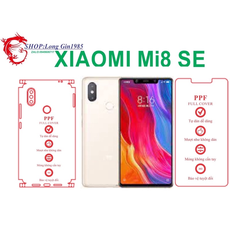 Xiaomi Mi 8 SE miếng dán trong Ppf mặt sau và mặt trước chống va đập chống trầy xước