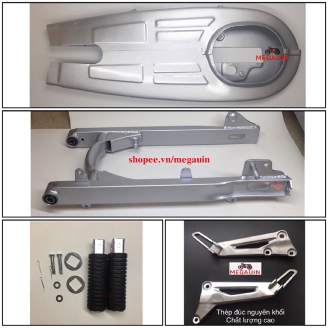 Combo 4 thứ Hộp xích (sên), gác chân, cao su để chân, càng Super Dream (Việt)