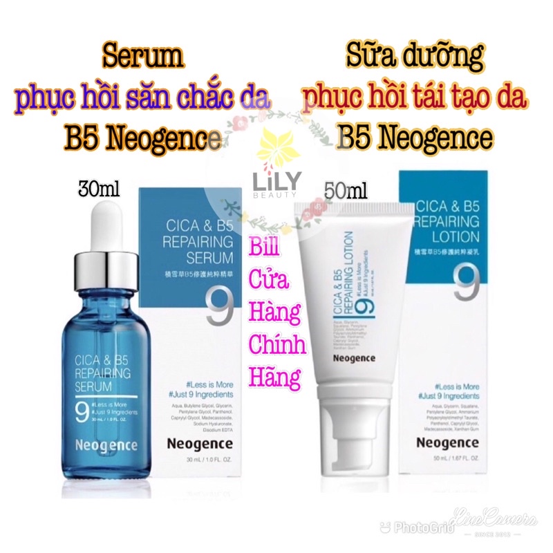 (Bill _ Sẵn )Sữa dưỡng phục hồi tái tạo da B5 Neogence CICA&amp;B5 Repairing lotion 50ml