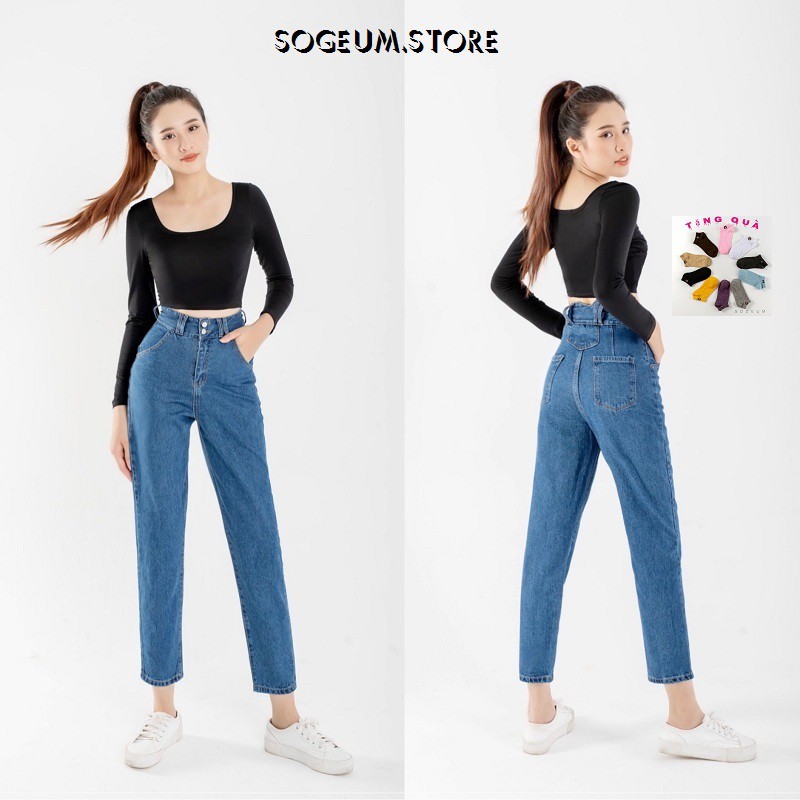 Quần jeans baggy nữ, - quần bò cạp cao ảnh video shop tự quay sogeum.store