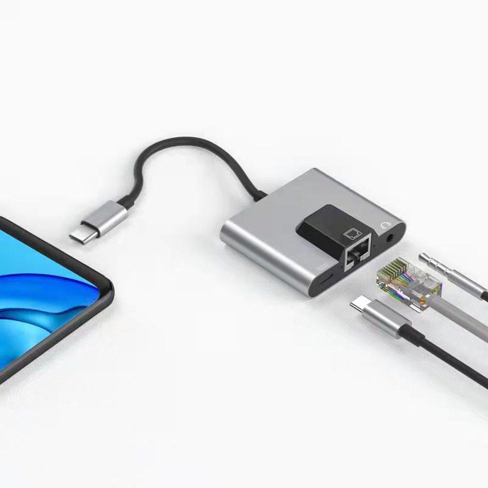 BEBETTERM Bộ Chuyển Đổi Âm Thanh Mạng LAN Tốc Độ Cao USB C Sang 3.5mm