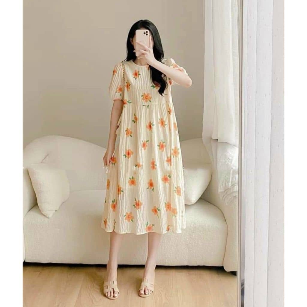 Đầm Bầu Váy Bầu Mùa Hè Hoa Nhí Thiết Kế Xinh Xắn