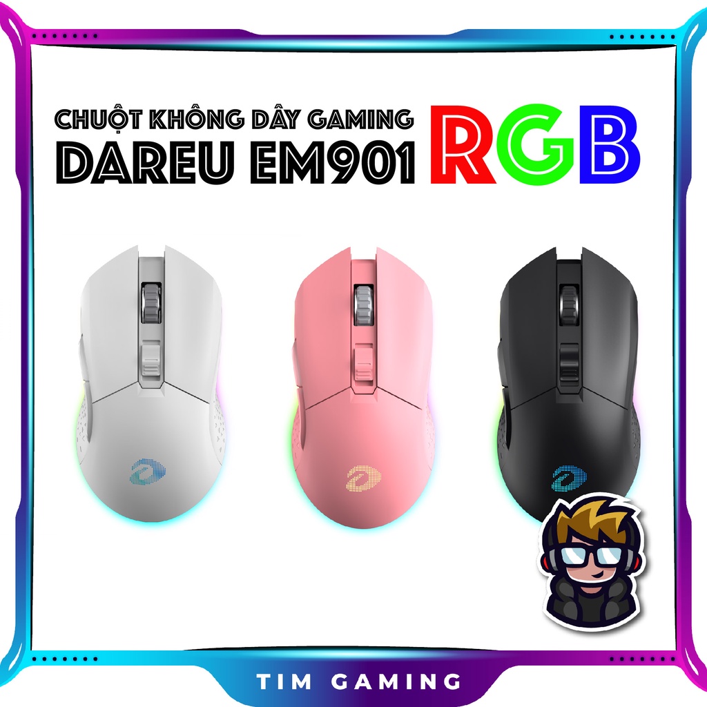 [Mã 254ELSALE giảm 7% đơn 300K] Chuột máy tính không dây Gaming DAREU EM901 RGB