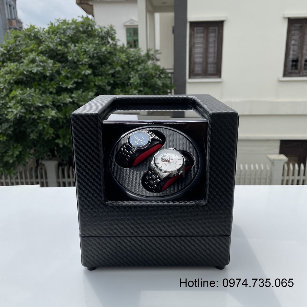 Hộp xoay đồng hồ 4 chế độ xoay - Mở lắp tự dừng - Có đèn led - Hộp đựng đồng hồ cơ - Lên cót đồng hồ cơ