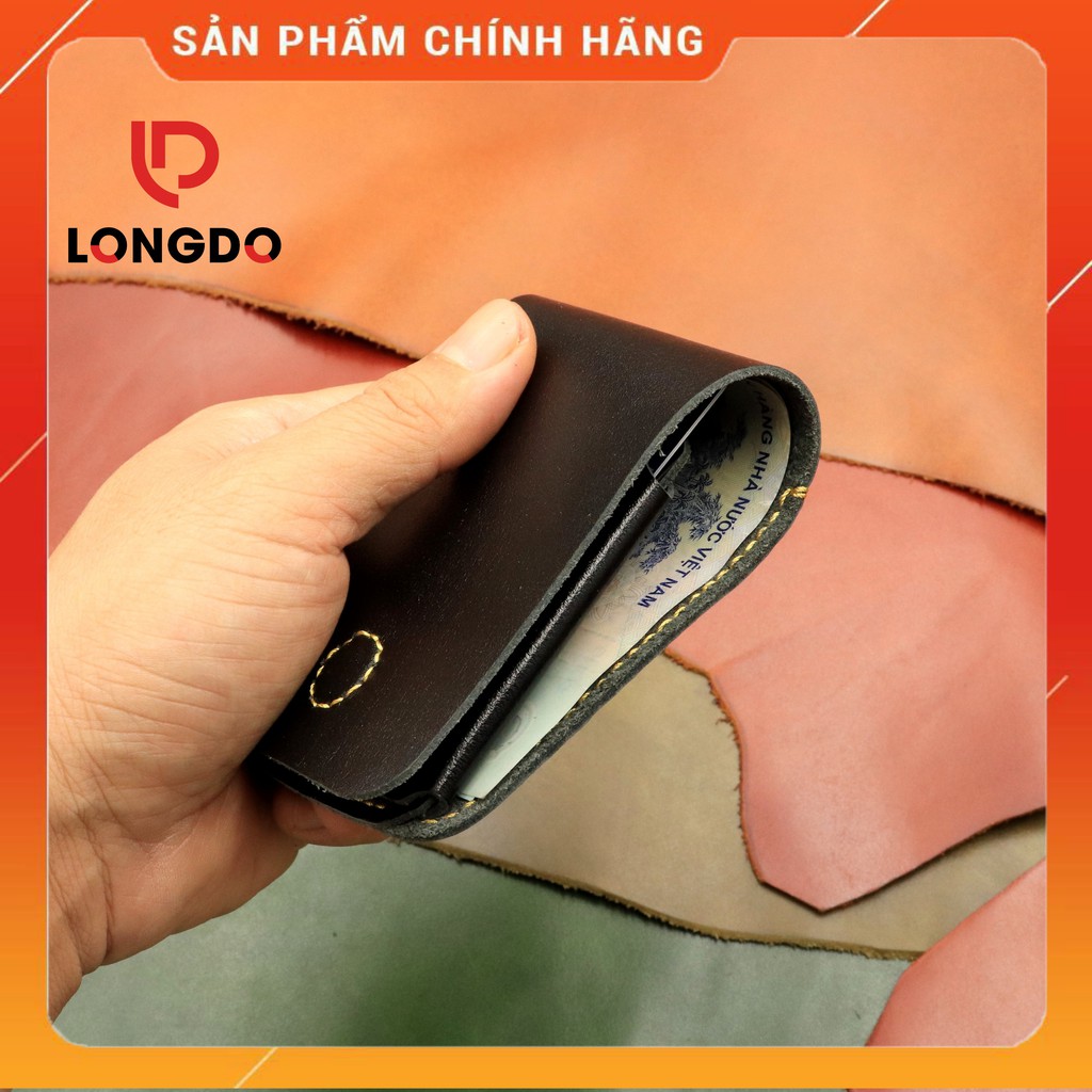 Ví sen 3, bóp ví nam mini da bò thật - Bảo hành 5 năm - Hàng chính hãng thương hiệu Longdo Leather