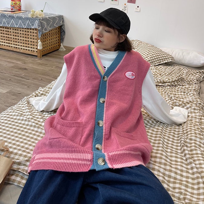 Áo Sweater Cổ Tròn Dáng Rộng Phong Cách Retro Cho Nữ