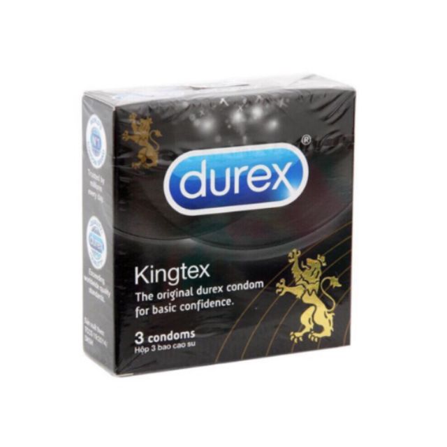 Hộp 3 chiếc bao cao su durex kingtex kích cỡ nhỏ ôm khít hơn