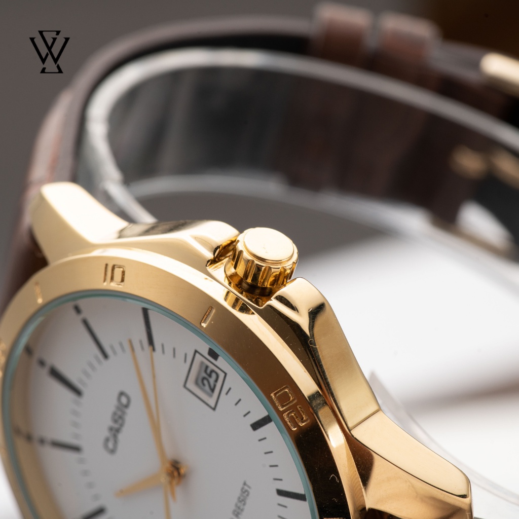 Đồng Hồ Quartz Nam Casio WATCHSTORE MTP-V004GL-7AUDF Thiết Kế Kính Khoáng 41.5mm, Dây Đeo Da Và Vỏ Thép Không Gỉ