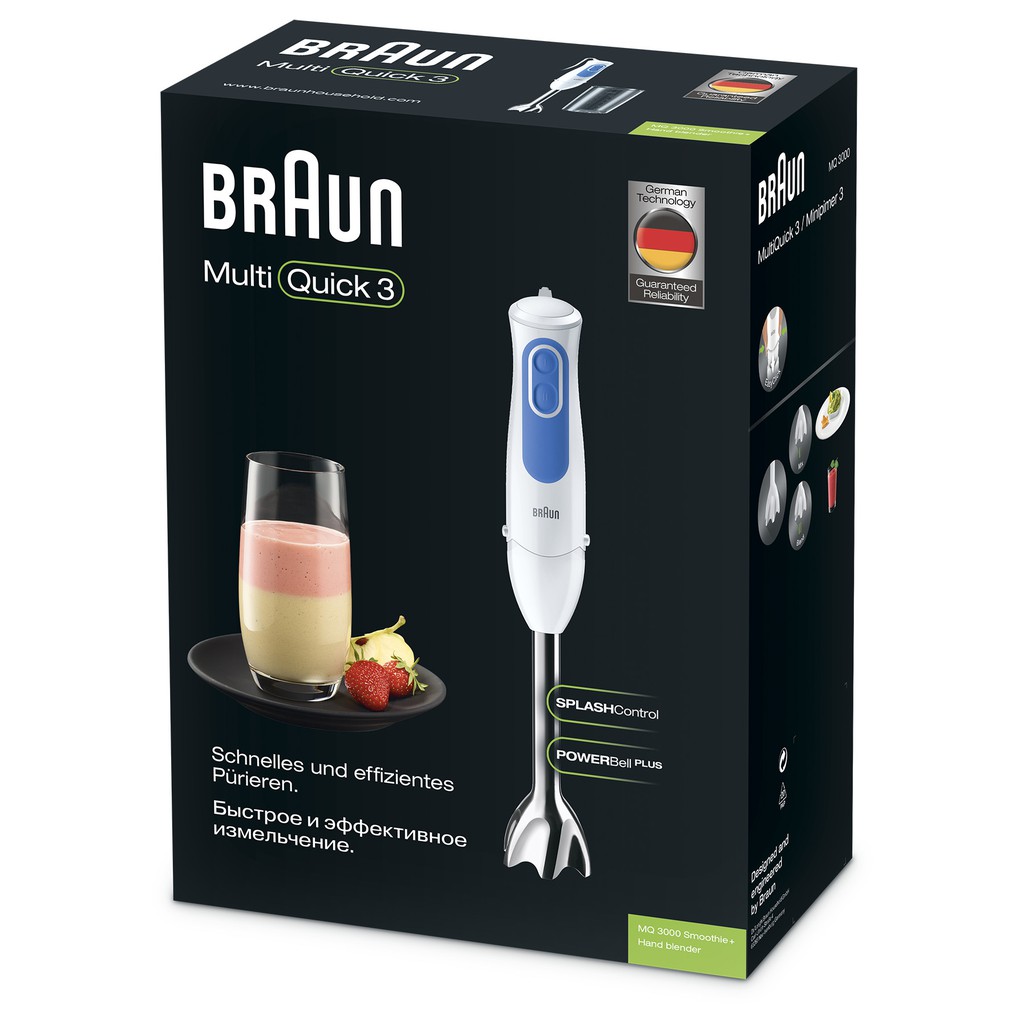 Máy xay cầm tay Braun MQ3000+ Smoothie-Chất lượng Đức-Công suất 700W,đầu xay bằng nhựa, đa chức năng