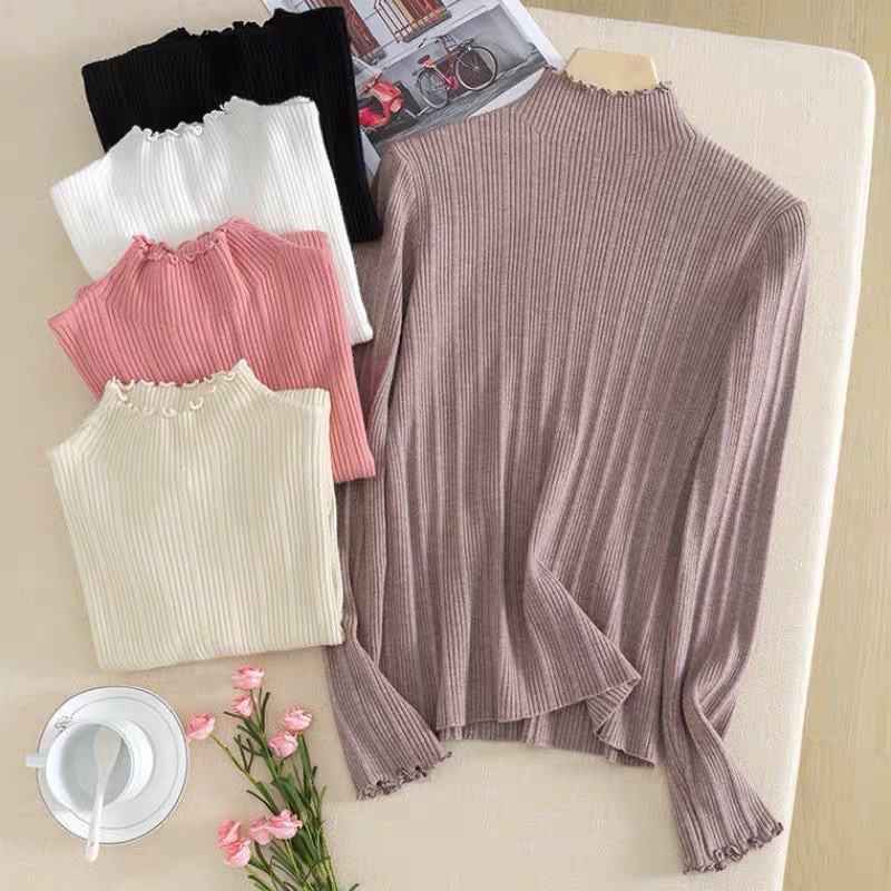 Áo len nữ CỔ BÈO dáng suông giữ nhiệt tốt len mềm mịn không bai xù | BigBuy360 - bigbuy360.vn