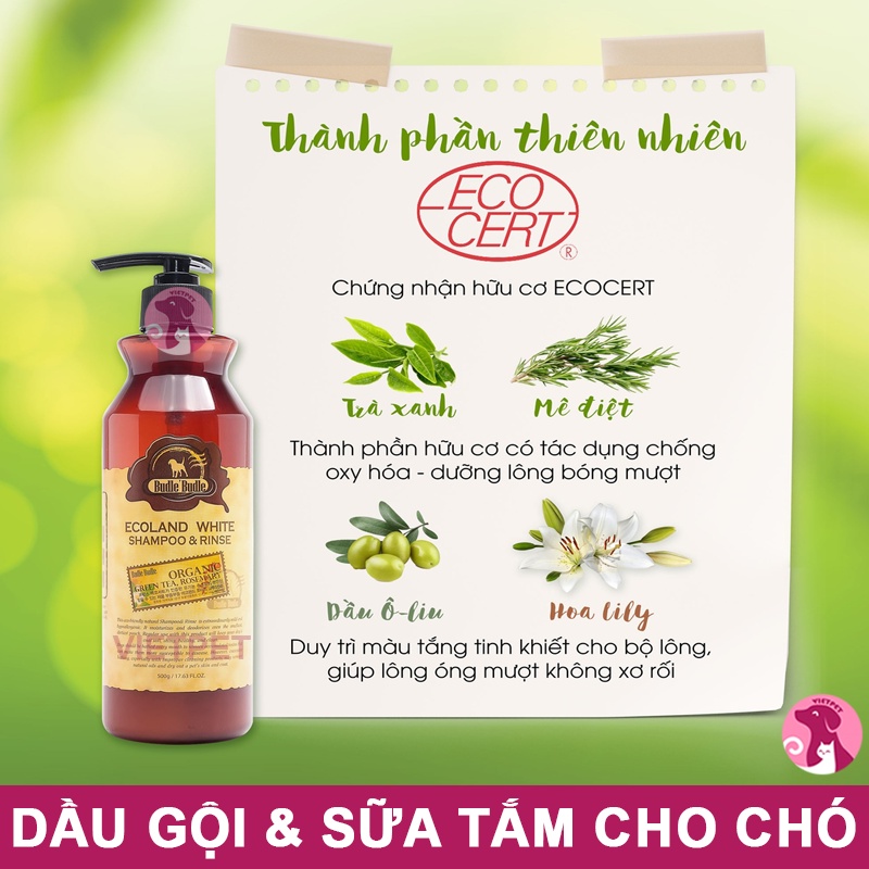 🧧 [SALE TẾT]🧧 Sữa tắm/ Dầu gội và xả chó lông trắng Budle'Budle (500ml)(Nhập Khẩu Hàn Quốc)