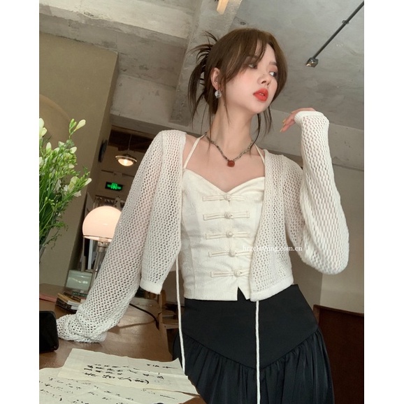 LALISAS Áo Khoác cardigan Dệt Kim Thời Trang Hàn Quốc Dễ Phối Đồ