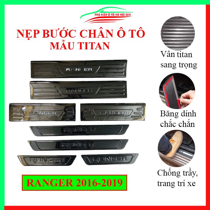 Ốp bậc cửa nẹp bước chân TITAN ô tô Ranger 2016-2019 chống trầy bảo vệ xe