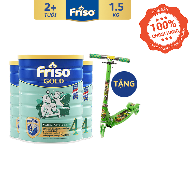 [Tặng Xe Trượt Chớp Đèn] Combo 3 Lon Sữa Bột Friso Gold 4 (1500g/Lon)