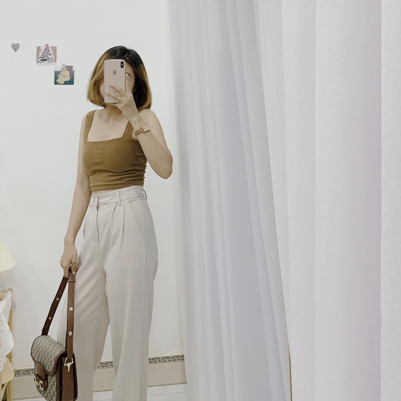 Áo croptop 2 dây bảng to có đệm ngực