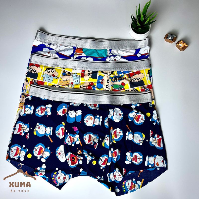 [ Ảnh tự chụp ] Combo 3 quần sịp quần lót nam hoạt hình thun lạnh siêu nhẹ co giãn khử mùi hiệu quả xuma