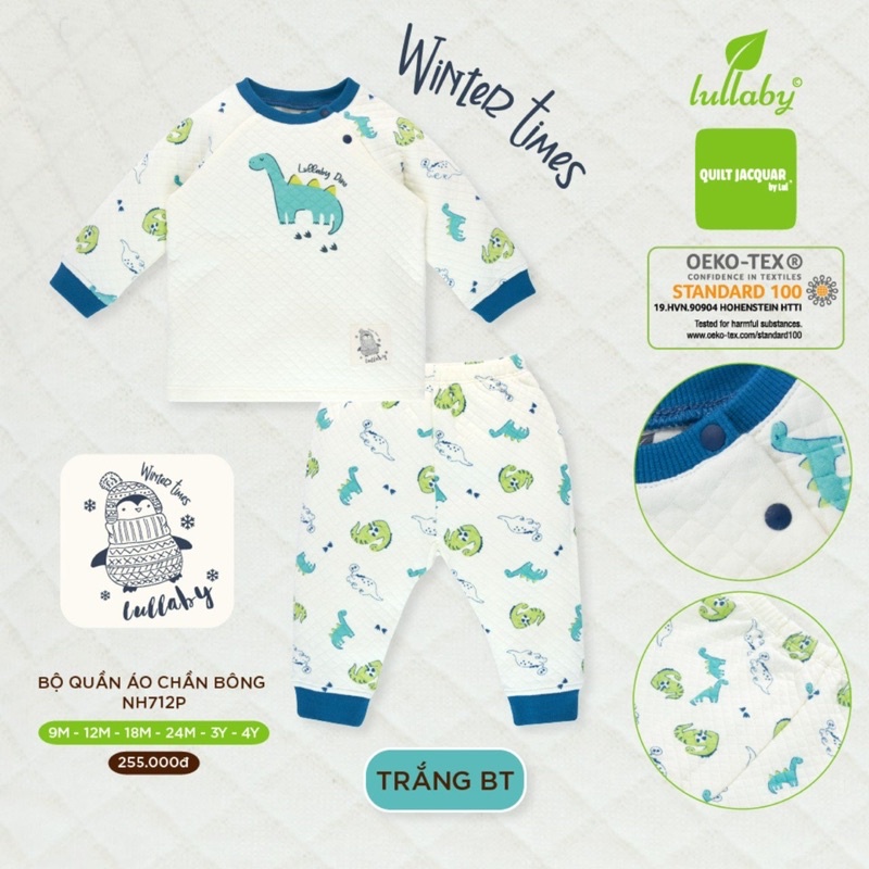 (Hà nam/Lullaby)Bộ nỉ trần bông Lullaby (4 màu) mẫu mới size 6-9m tới 4y