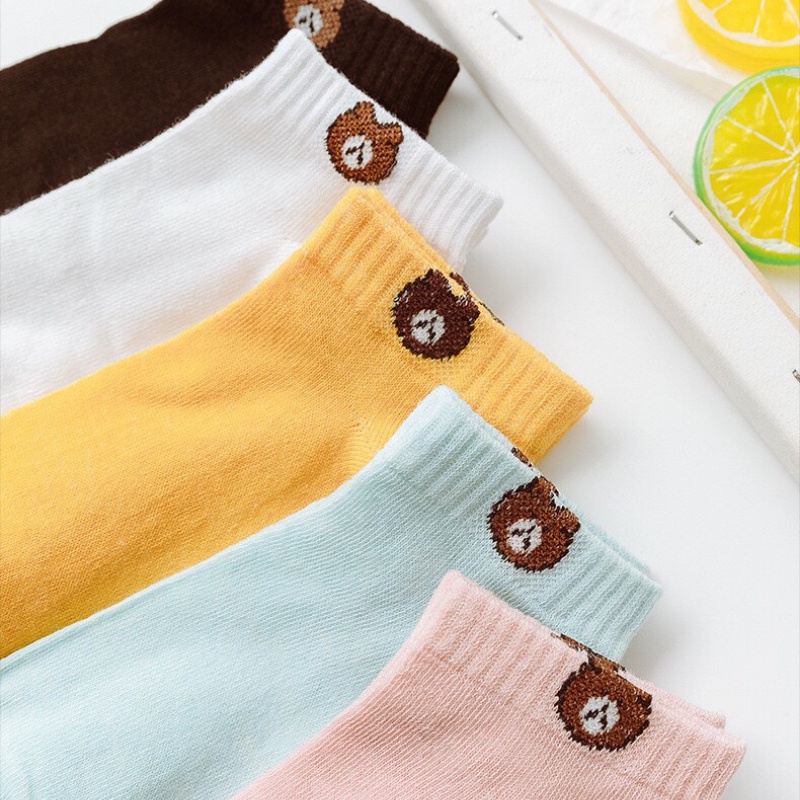 Tất vớ nữ cổ ngắn chất cotton đẹp cute dễ thương combo 5 đôi tất