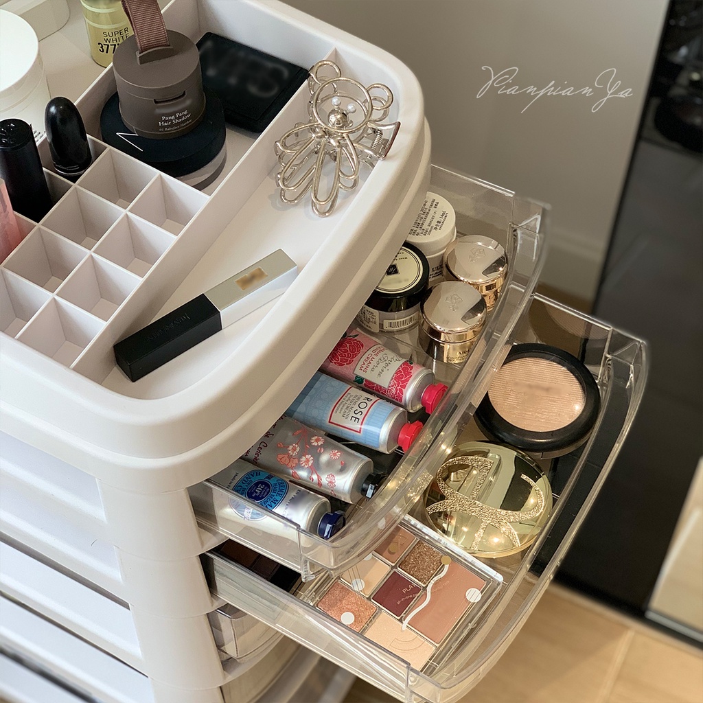 Kệ Tủ Ngăn kéo có Bánh xe nhiều tầng trang trí ,  xe đẩy spa, đựng đồ làm nail, mỹ phẩm
