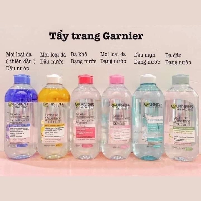 NƯỚC TẨY TRANG GARNIER CÓ RIÊNG CHO CÁC LOẠI DA