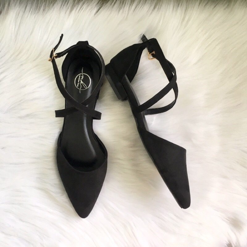 Giày sabo gót thấp kiểu dáng đơn giản thiết kế dây hậu chéo chữ x - SB21 Oula Store