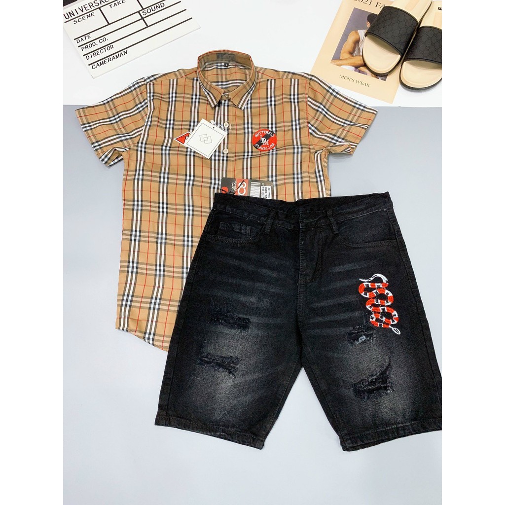 Quần short jean nam trắng cao cấp vải dày co dãn chất lượng rất đẹp | BigBuy360 - bigbuy360.vn