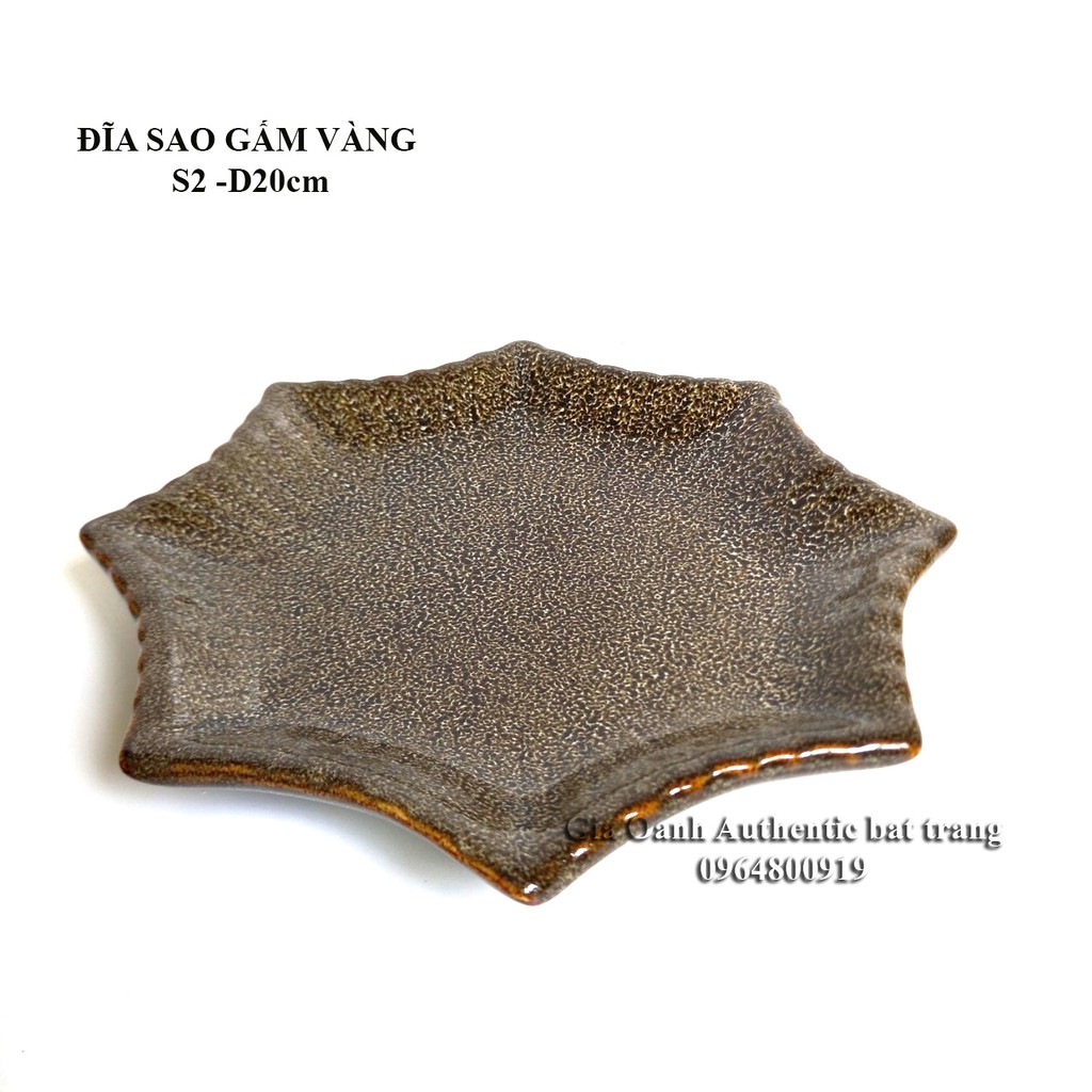 ĐĨA, Khay sao men Gấm vàng HỎA BIẾN &quot;CAO CẤP&quot; - sản xuất tại xưởng gốm sứ Gia Oanh authentic bat trang