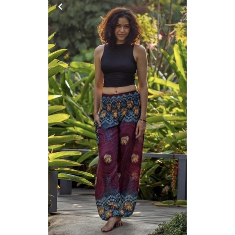 [size 2/55-70ky/cao &gt;1m6]Quần alibaba quần lanh thái hoạ tiết thổ chân boho yoga thiền
