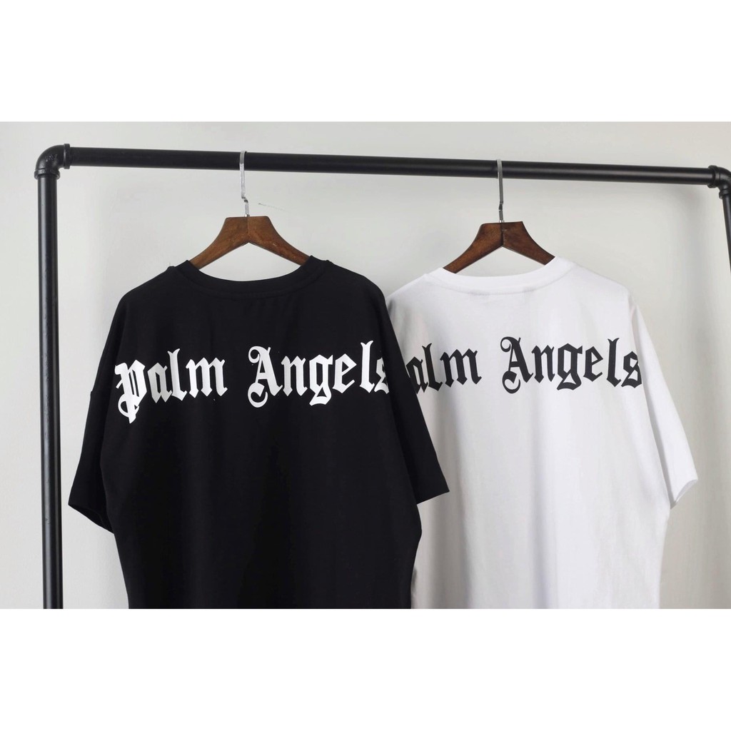 Áo in chữ Palm Angels đen trắng cực chất [FREESHIP] Áo unisex, áo đôi,áo thun nam nữ đen trắng from rộng, vải cotton xịn