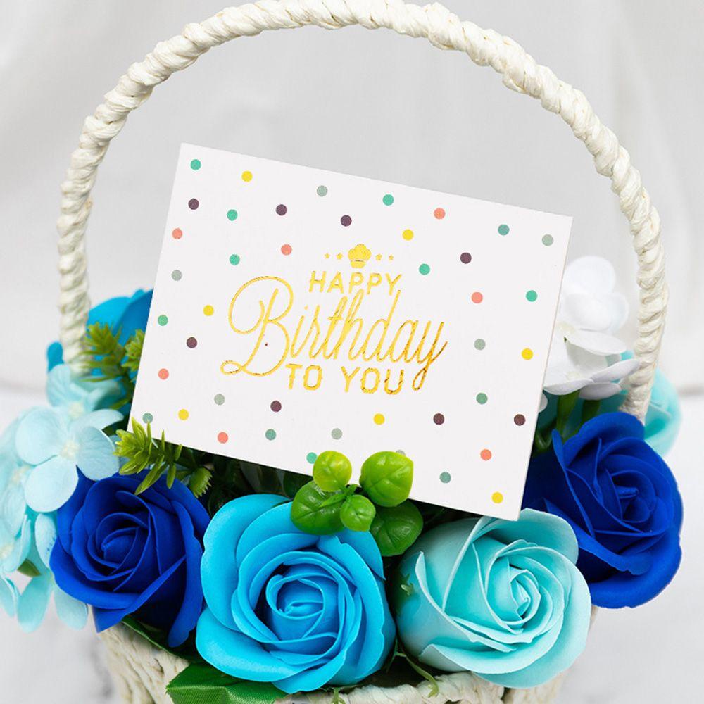Set 10 Thẻ Thiệp Chúc Mừng Sinh Nhật Bằng Chất Liệu Các Tông Màu Trắng
