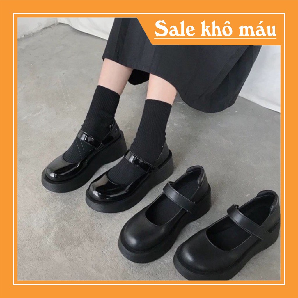 Giày Mary Janes đế bằng quai dán cao 5cm (ảnh thật shop chụp)