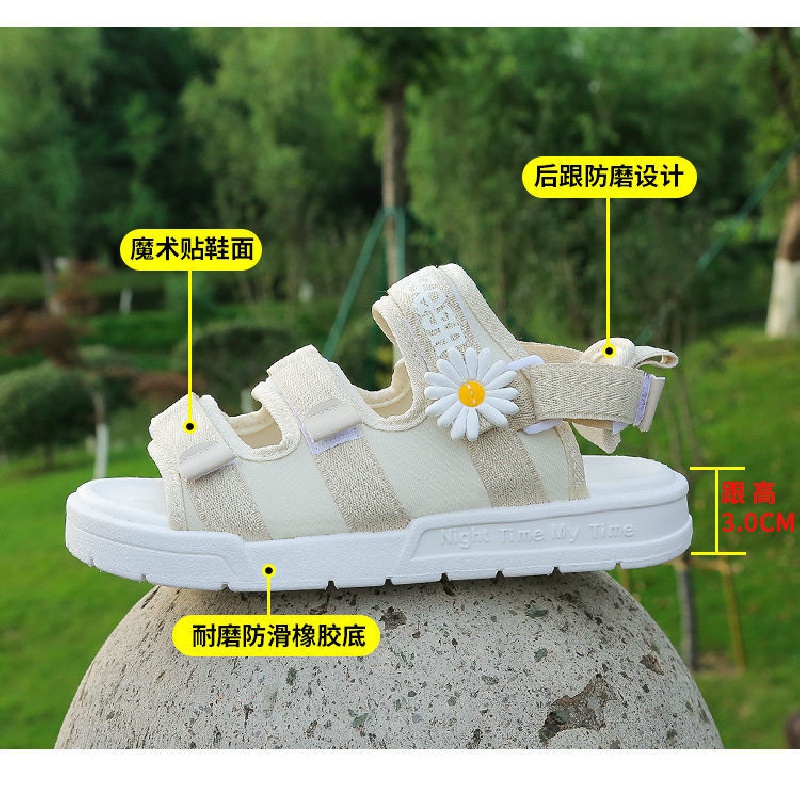 Giày Sandal Quai Dán In Họa Tiết Hoa Cúc Nhỏ Phong Cách Thời Trang Mới 2022