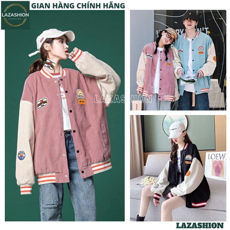 Áo khoác bomber nhung tăm cầu vồng kiểu dáng hàn quốc ulzzang ,áo bóng rổ dấu quần form to rộng - LAZASHION