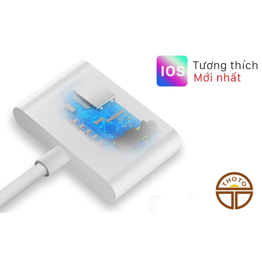 [Bảo hành 12 tháng] Cáp chuyển tai nghe iPhone (Lightning to 3.5mm Adapter) chia 2 jack vừa sạc vừa nghe nhạc