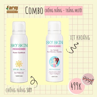 COMBO CHỐNG NẮNG - TRẮNG MƯỚT (Xịt khoáng và Xịt chống nắng SKY)