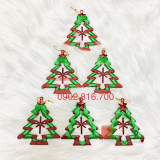 Sét 6 cây thông nhựa treo hoặc dán tường - dán cửa phụ kiện trang trí cây thông noel - giáng sinh