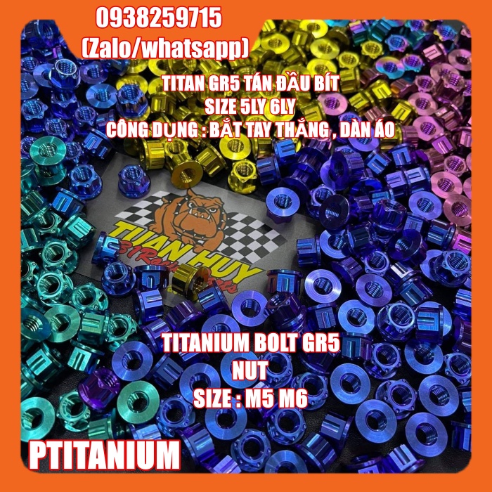 Tán titan gr5 6li hở bắt tay thắng , bình dầu (titanium grade 5 nut m6)