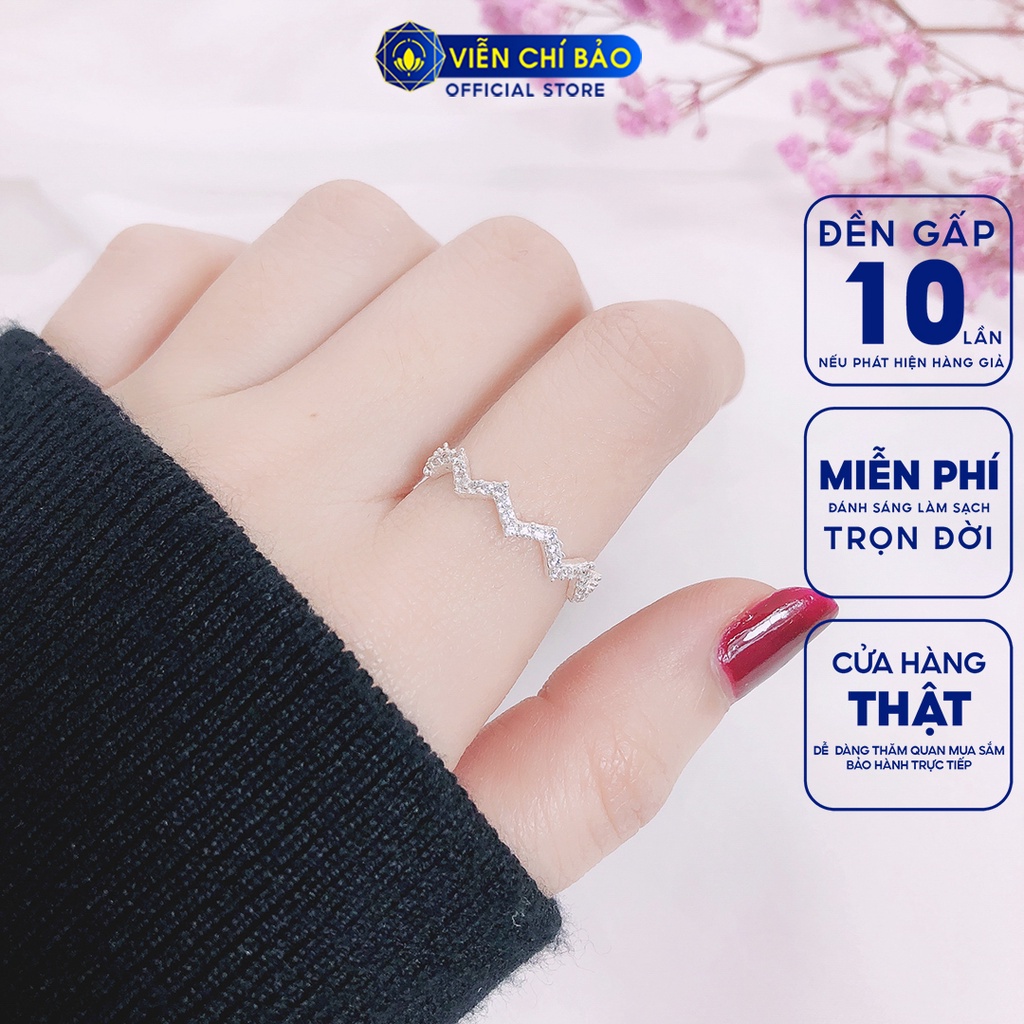 Nhẫn bạc nữ Zig Zig đính đá chất liệu bạc 925 thời trang phụ kiện trang sức nữ Viễn Chí Bảo N400789