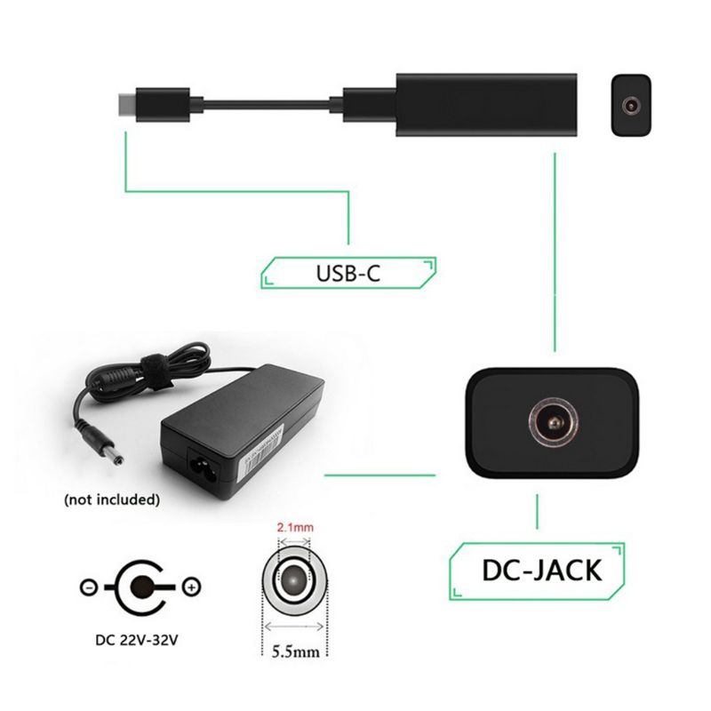 65W Mini Power Supply DC Adapter Charger Connector USB Type C Converter