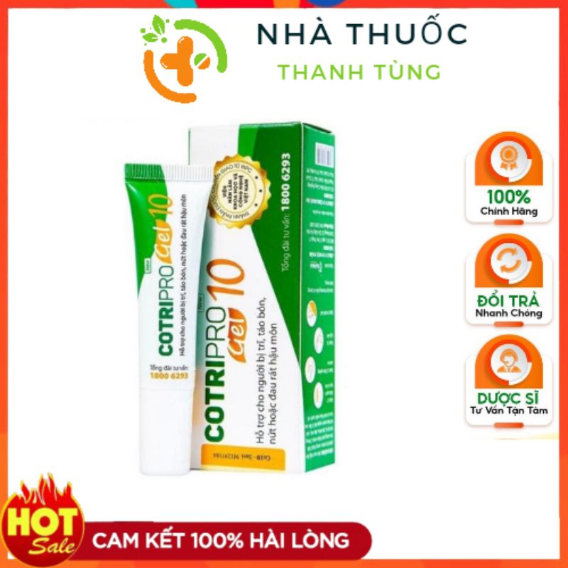 Tuýp Cotripro gel - Dùng khi bị trĩ, táo bón và rát hậu môn tuyt 10g và 25g
