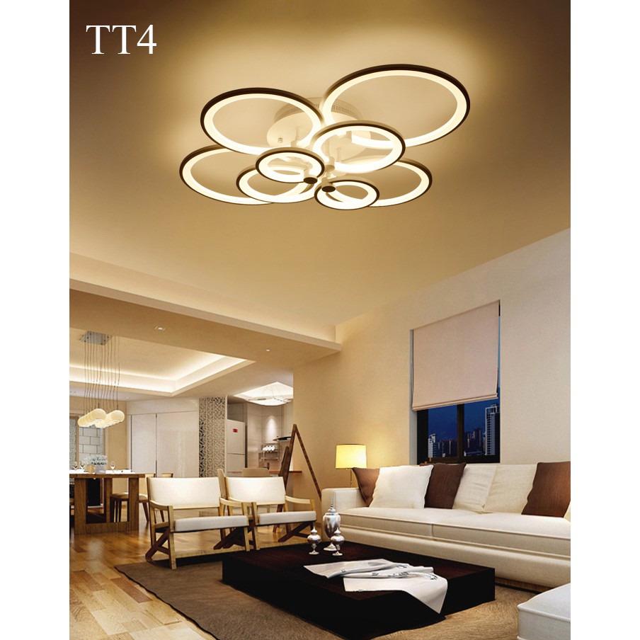 Đèn ốp trần đèn áp trần trang trí phòng khách phòng ngủ có kèm điều khiển từ xa phân tầng 3 chế độ sáng mẫu TT4