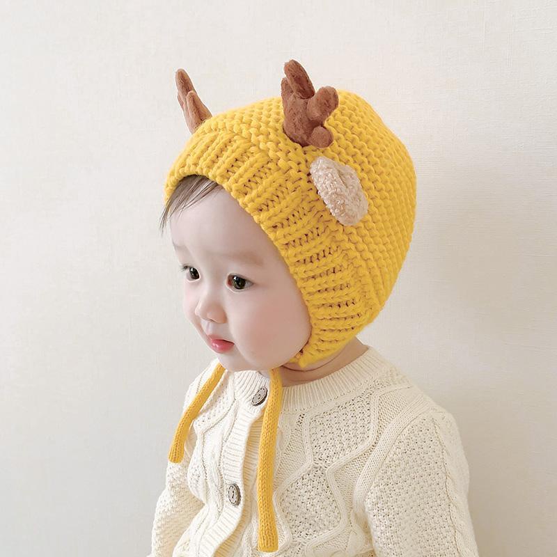 Mũ len trùm đầu hình sừng hươu dễ thương cho bé
