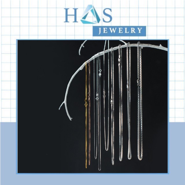 Dây chuyền nữ trơn H.A.S dạng mì mảnh 0.6mm - Dây chuyền bạc chuẩn