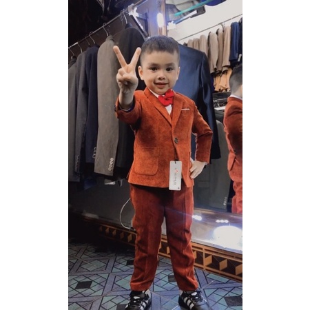 Bộ vest bé trai màu cà rốt(9-22kg)(Ảnh thật)