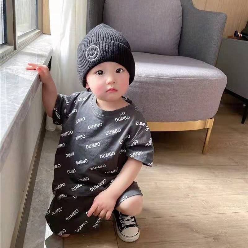 1-6 Year Children Western Style Letters Print T-shirt+ Shorts 2 Pieces Summer Boy Clothes Set