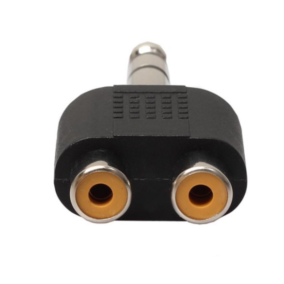Jack chuyển 6.35mm (1/4&quot;) ra 2 đầu hoa sen (RCA)