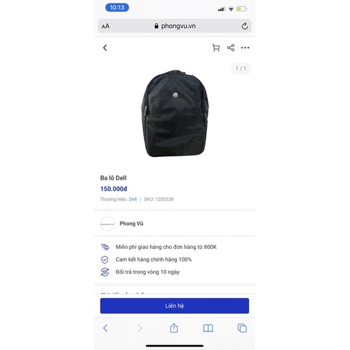 Balo chính hãng Dell,Acer,Asus,Lenovo,Hp thanh lý store