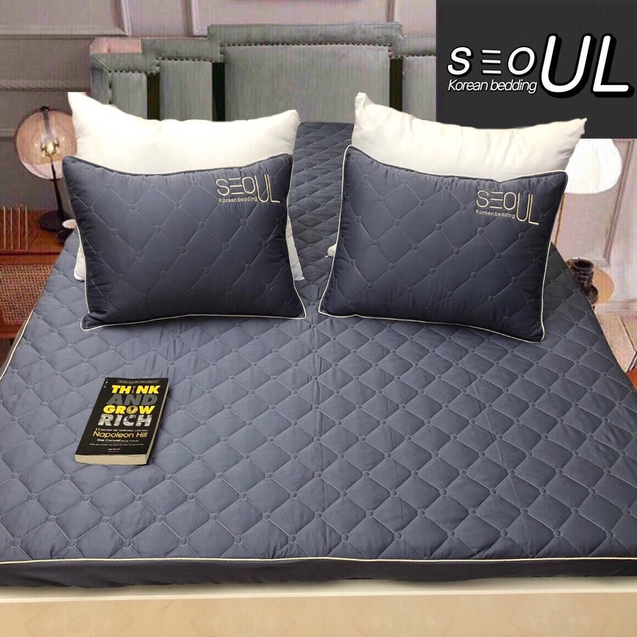 Bộ Drap ga trần & vỏ gối phi lụa Seoul sang trọng cao cấp