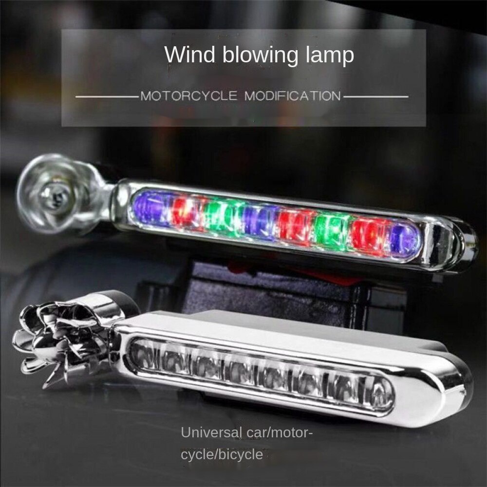 Set 2 Đèn 8 Led Chạy Bằng Năng Lượng Gió Dùng Trang Trí Xe Ô Tô / Xe Máy