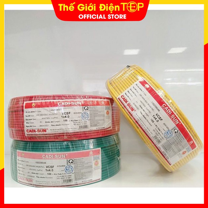 Dây Diện Đơn Mềm Cadisun 1x0,75 1x1,0 1x1,5 1x2,5 1x4,0 -Thế Giới Điện TopE